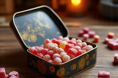 Board game night clockwork candy bundle with themed assortment in collectible gear-tin packaging